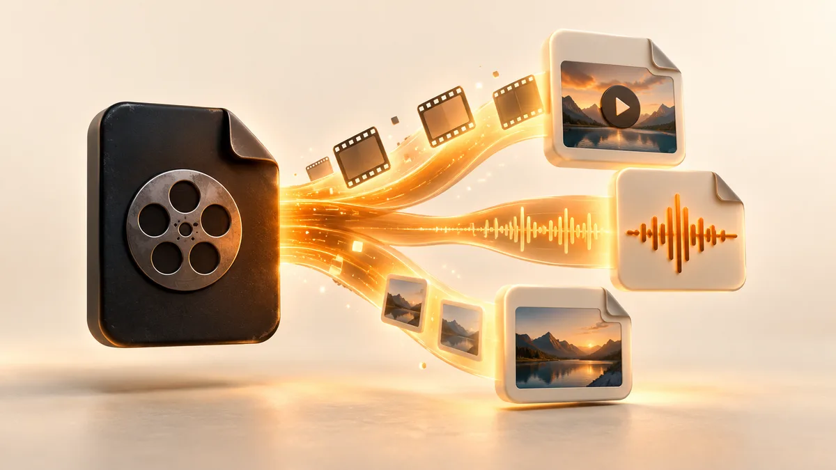 Media file transforming into video, audio, and image outputs